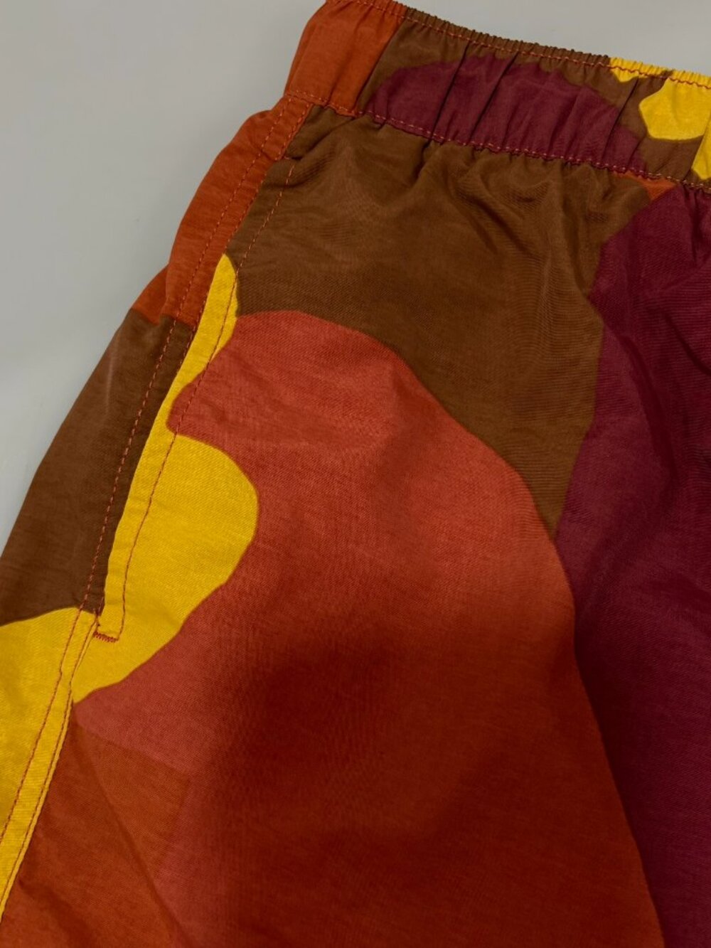 Urban Outfitters L Orange Yellow Brown Camo Basketball Hand Swim Trunks Lined - Picture 3 of 9